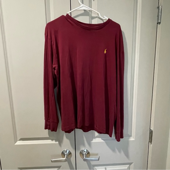 Polo Ralph Lauren Men’s Crew Neck Maroon Shirt Medium Like New Cotton LongSleeve - Picture 5 of 5